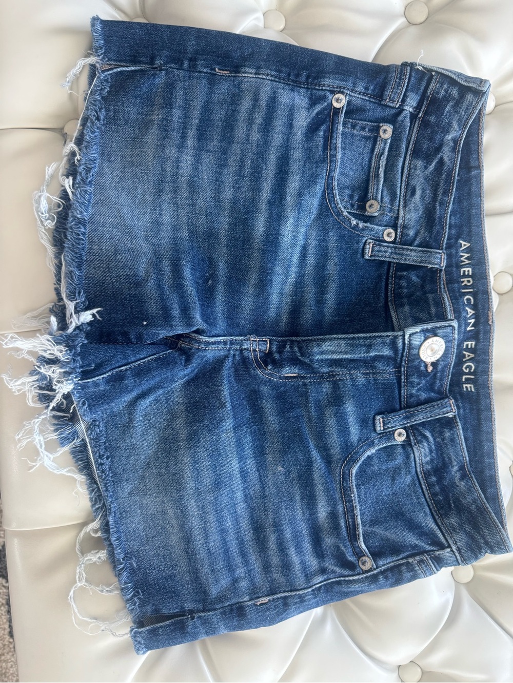 American Eagle Outfitters Distressed Dark Blue Denim Jean Shorts